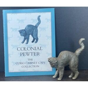 Franklin Mint Curio Cabinet Cats Collection Pewter Arched Back Figurine 1986